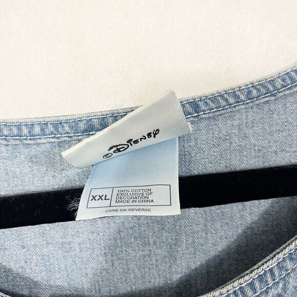 Vintage Walt Disney World Denim Character Embroidered Maxi Dress - Size XXL - Picture 5 of 7